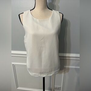 Monteau Women’s Sleeveless Workwear Blouse Top Scalloped Hem M Ivory Career